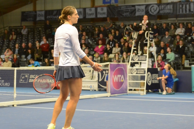 Andrea Petkovic and Tamara Vrhovec disagreed several times over the course of the match. Photo: Christopher Levy.